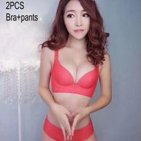 Sexy Seamless Panties Bra Set Straps Underwear Bras Women Smooth Push Up Bras Sets 75A blue