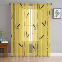 Bambuko Lapai Prabangios Šifono Plonos Užuolaidos Svetainės Miegamojo Dekoro Langų Voile Tinklelio Užuolaida 135W x 114H(cm) beige