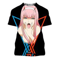 Darling In The Franxx Seksualios Merginos 3D Spausdinimo Marškinėliai Anime Mada Gatvės Apranga Vyrams Moterims Harajuku Marškinėliai Viršūnės Unisex Marškinėliai XXL gray
