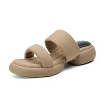 Krazing Pot Mules Natural Leather PVC Peep Toe Thick Heels Summer Shoes Size 42 Platform Women Sandals 34 abrikosas