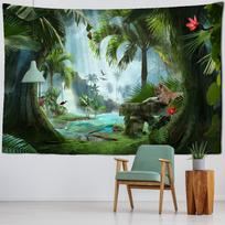 Natūralus augalų gobelenas sienų dekoravimui, gyvūnų menas, dekoratyvinis hipiškas bohemiškas kilimas, oro foninis audinys 95x70CM white