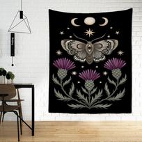 Fantomų Psichodelinis Drugelis Gobelenas Saulė Mėnulis Žvaigždė Čiužinys Estetinis Kambarys Poliesteris Sieninis Pakabinamas Sienų Dekoravimas 95x70cm