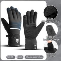 Lauko sportui žiemos slidinėjimo pirštinės vandeniui atsparios storos vilnos, šiltos dviračių pirštinės SBR padas smūgiams atsparios terminės motociklo pirštinės S gray