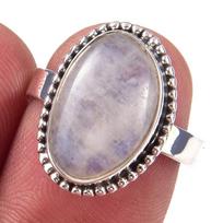 Natural Rainbow Moon Stone Gemstone Handmade 925 Sterling Silver Ring S.7 t4w69 gray