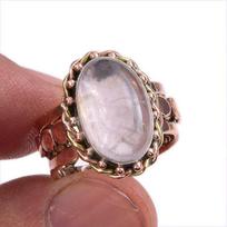 Natural Rose Quartz Gemstone Two Tone 925 Sterling Silver Jewelry Ring S.6 Y2F49 gray