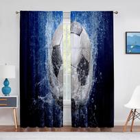 Futbolo puolėjas spiria kamuolį Futbolas Tiulis Skaidrios Užuolaidos Svetainei Miegamojo Langui Moderni Tiulio Voilo Užuolaidų Dekoracija 1 PCS W100XH250cm&Rod Pocket gray