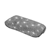 Bling Rhinestone Car Armrest Cover Universal Rectangle Elastic Band Auto Center Console Protector Pad balta