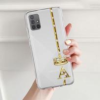 Skaidrus dėklas Samsung Galaxy A52 A12 A51 A32 A21s A71 A32 A22 50 A70 A31 A72 5G telefonui, rožinio aukso spalvos, su 26 raidėmis A B C Samsung A20e gray