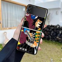 Luxury Case For Samsung Galaxy Z Flip 4 3 5G Black PC Hard Phone Cases Fashion Back Cover ZFlip Funda Demon Slayer Anime Shell Samsung Z Flip 4 5G