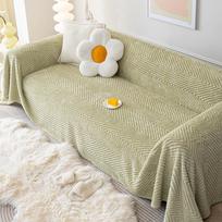 Simple Style Large Herringbone Plush Sofa Towel Universal Living Room Universal Cover Cover 180*130cm white