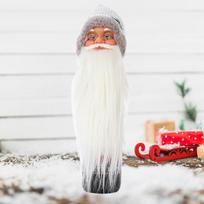 Kalėdų Senelio vyno butelio dangtelio kalėdinis papuošimas, dekoratyvinė dovana, Kalėdų eglutės papuošalas ceremonijai 30x9cm_long beard