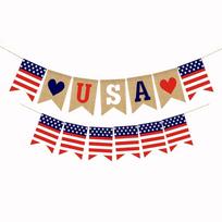 Vėliava Patriotinės Dekoracijos Raudona Mėlyna Balta JAV Amerikos Vėliava Džiuto Vėliavos Baneris Nepriklausomybės Dienai Darbo Dienai Kariniams Renginiams JAV beige