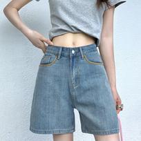 Vintage High Waist Y2k Baggy Jorts Women Summer Korean Streetwear Elegant Wide Leg Jeans Female Harajuku Casual Denim Shorts S mėlyna