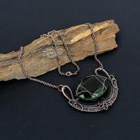 Peridot Gemstone Handmade Copper Wire Wrap Jewelry Beauteous Adjustable Necklace For Women 18 Inches With Adjustable žalia