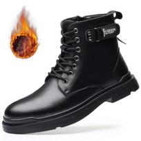 Winter Fashion Martin Boots Men Plus Fur Men 'S Locomotive Black Boot High Top Warm Man Outdoor Shoes Tooling Booties 44 black