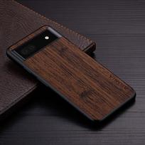 Dėklas Google Pixel 6A 5G funda bambuko medžio rašto Odinis telefono dangtelis Prabangus coque Google Pixel 6a dėklui capa Pixel 6A kava