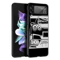 Z Flip 4 Phone Case for Samsung Galaxy Z Flip 3 5G ZFlip3 Flip3 zflip Flip4 Black Hard PC Cover Japan JDM Sports Car Shell Coque Galaxy Z Flip