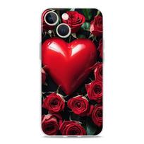 Phone Case For iPhone 15 14 13 12 Mini 11 Pro Max XS X XR 7 8 Plus Clear Shockproof Silicone Cover Beautiful Red Rose Flowers iPhone X XS brown