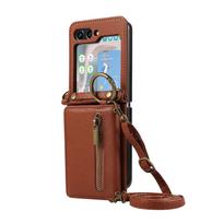 Crossbody Ring Zipper Phone Case for Samsung Galaxy Z Flip 6 5 4 3 Flip 6 Flip 5 Flip 4 Flip 3 5G Wallet with Card Holder Cover For Galaxy Z Flip 4 ruda
