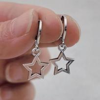 1Pair Creative Star Earrings  Silver Hollow Pentagram Pendant Earrings 1Pair