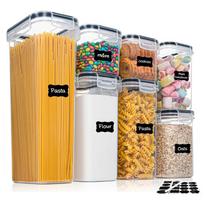 Virtuvės 7 vnt maisto konteinerių rinkinys be BPA plastikinė hermetiška laikymo dėžutė su 10 lipdukų ir rašikliu 7pcs-set gray