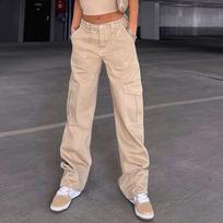 Moteriškos baggy krovininės kelnės Gatvės apranga Hip Hop Joggers Sportinės kelnės Laisvos, plačios kelnės M chaki