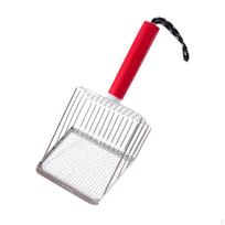 Cat Litter Sifting Scoop Comfortable Handle Rubber Metal Scooper for Kitty raudona