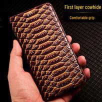 Genuine Leather Phone Case for OPPO Realme 12 Pro+ - Anti-Fall Flip Cover for Realme 11/10/9/8/7 - Cowhide Protective Cover Realme 9 5G vyšnių rožinė spalva
