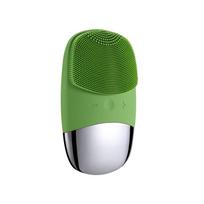 Elektrinis silikoninis veido valymo šepetėlis Sonic Vibration Veido prausiklis Giluminis porų valymo prietaisas Odos masažuoklis IPX7 Atsparus vandeniui green