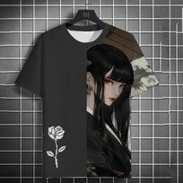 Vyriški vasaros laisvalaikio marškinėliai senovės stiliumi 3D spausdinimas anime merginos senovės stiliumi princesės kirpimo spausdinimas Unisex trumpomis rankovėmis 5XL black