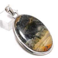 Bumblebee Jasper Gemstone Handmade 925 Sterling Silver Pendant 2.21  a7o18 black