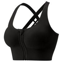 Women Summer High Impact Shockproof Sports Bra Plus Size Push Up Fitness Yoga Bra with Front Zipper Cross Back Running Bra S juoda