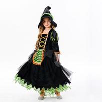 Mergaičių Halloween Cosplay Vaikų raganos sijono kostiumas Cos Mergaičių vakarėlio scenos kostiumas L žalia