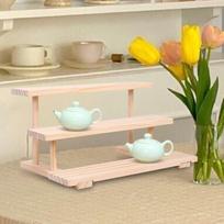 Medinis vitrinos stovas Papuošalų organizatorius Stovas Sandėliavimo stalviršio Kolekcionuojamų daiktų stovas Vitrina 3 Layer_Wood Color beige