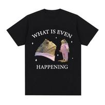 What Is Even Happening Funny Frog Meme Tee Shirt Men Fashion Vintage Short Sleeve T-Shirts Unisex High Quality Oversized T-shirt S juoda