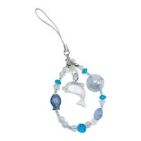 Dolphin/Carp Pendant Keyring Handmade Acrylic Beaded Keychain for Mobile or Camera Personalized Key Chain Charm Jewelry 2