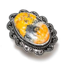 Bumblebee Jasper Gemstone Handmade 925 Sterling Silver Jewelry Ring Size 7 C6J95 yellow