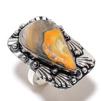 Bumblebee Jasper Gemstone Handmade 925 Sterling Silver Jewelry Ring Size 12 O2f87 gray