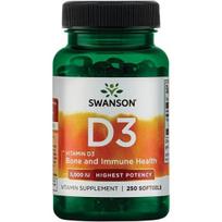 Swanson Vitaminas D3 5000IU minkštieji geliai, 250 tablečių, 1 vnt., Korėjos sveikas maistas