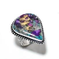 Spiny Oyster Gemstone Handmade 925 Sterling Silver Jewelry Ring Size 9 g5l88 gray