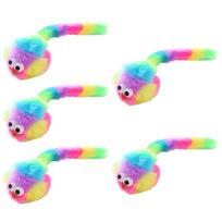 5PCS Plush Cat Toy Soft Interactive Mouse Toy for Funny Kitten Pet Cats Playing Scratch Training Game Rainbow Color Toy