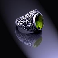 Natural Peridot Gemstone Handmade 925 Sterling Silver Jewelry Ring Size 7 z2y47 black