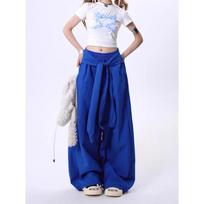 Women Blue Baggy Pants Vintage Y2k Streetwear Parachute Pants Harajuku 90s Aesthetic Wide Leg Trousers 2000s Clothes 2024 S mėlyna