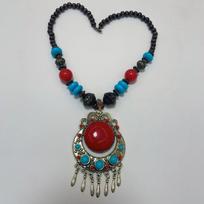 Ethic Bohemian Necklace Women Beads Chain Tassel Pendants for Women Sweater Necklaces black