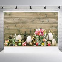 Velykų vakarėlio fono fotografijos fonas Triušio spalvoti kiaušiniai kūdikių fotografijos fotostudijos reikmenys A-150X90cm