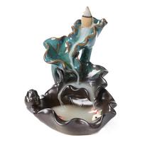 „Lotus Waterfall Backflow“ rankų darbo smilkalų smilkalų laikiklio dekoro dovana 10.6X10.3X11.5cm gray