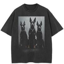 Streetwear Dobermanas Grafinis Išplautas Juodas Marškinėliai Medvilniniai Unisex Viršutiniai Marškinėliai Vasariniai Trumpomis Rankovėmis Marškinėliai S juoda