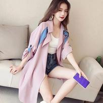 Spring Large Size Windbreaker Boutique Trendy Coat Soft Loose Top Casual Comfortable Women Clothing Long S rožinė