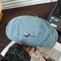 Love Metal Sign Cowboy Berets for Women Blue Denim Washed Cotton Octagonal Painter Hat Korean Casual Versatile Retro Newsboy Cap Vintage Painter Hats 1pc mėlyna