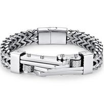 Cool Hiphop Bike Square Franco Chain Bracelet for Men Solid 316L Stainless Steel Men's Bracelets Bangles With Magnetic Clasp New 21CM sidabras